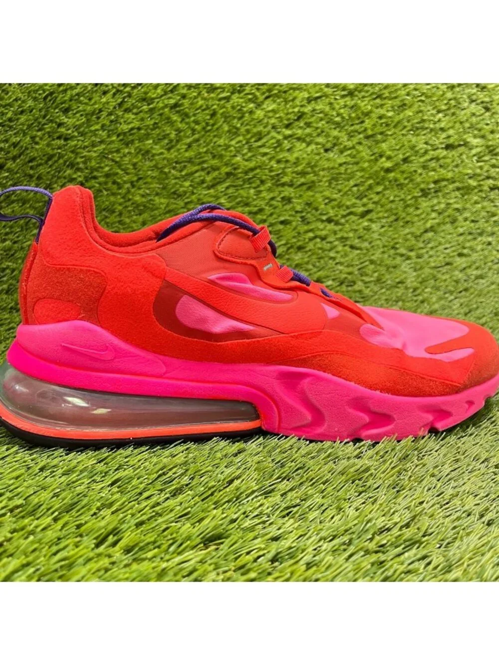 Nike Air Max 270 React Mens Size 11.5 Red Pink Athletic Running Shoes Sneakers